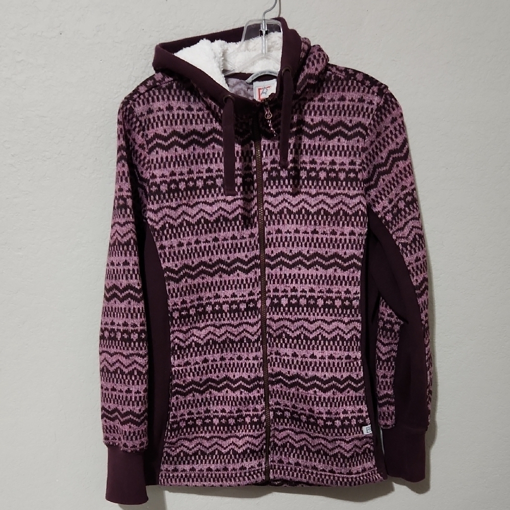 Avalanche Jacket hoodie Womens size L Maroon Gray Cabincore